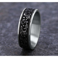 The Spur Men's Wedding Band in 14K White Gold and Grey/Black Titanium - 7.5mm Width by Brook and Branch