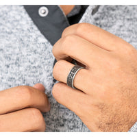 The Spur Men's Wedding Band in 14K White Gold and Grey/Black Titanium - 7.5mm Width by Brook and Branch