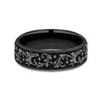 The Spur Men's Wedding Band in Grey/Black Titanium - 6.5mm Width by Brook and Branch