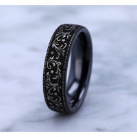 The Spur Men's Wedding Band in Grey/Black Titanium - 6.5mm Width by Brook and Branch