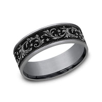 The Spur Men's Wedding Band in Grey Tantalum and Grey/Black Titanium - 7.5mm Width by Brook and Branch
