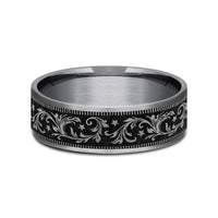 The Spur Men's Wedding Band in Grey Tantalum and Grey/Black Titanium - 7.5mm Width by Brook and Branch