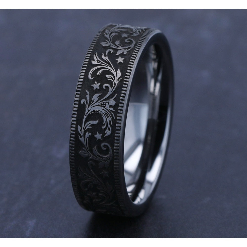 The Spur Men's Wedding Band in Tungsten - 7mm Width by Forge