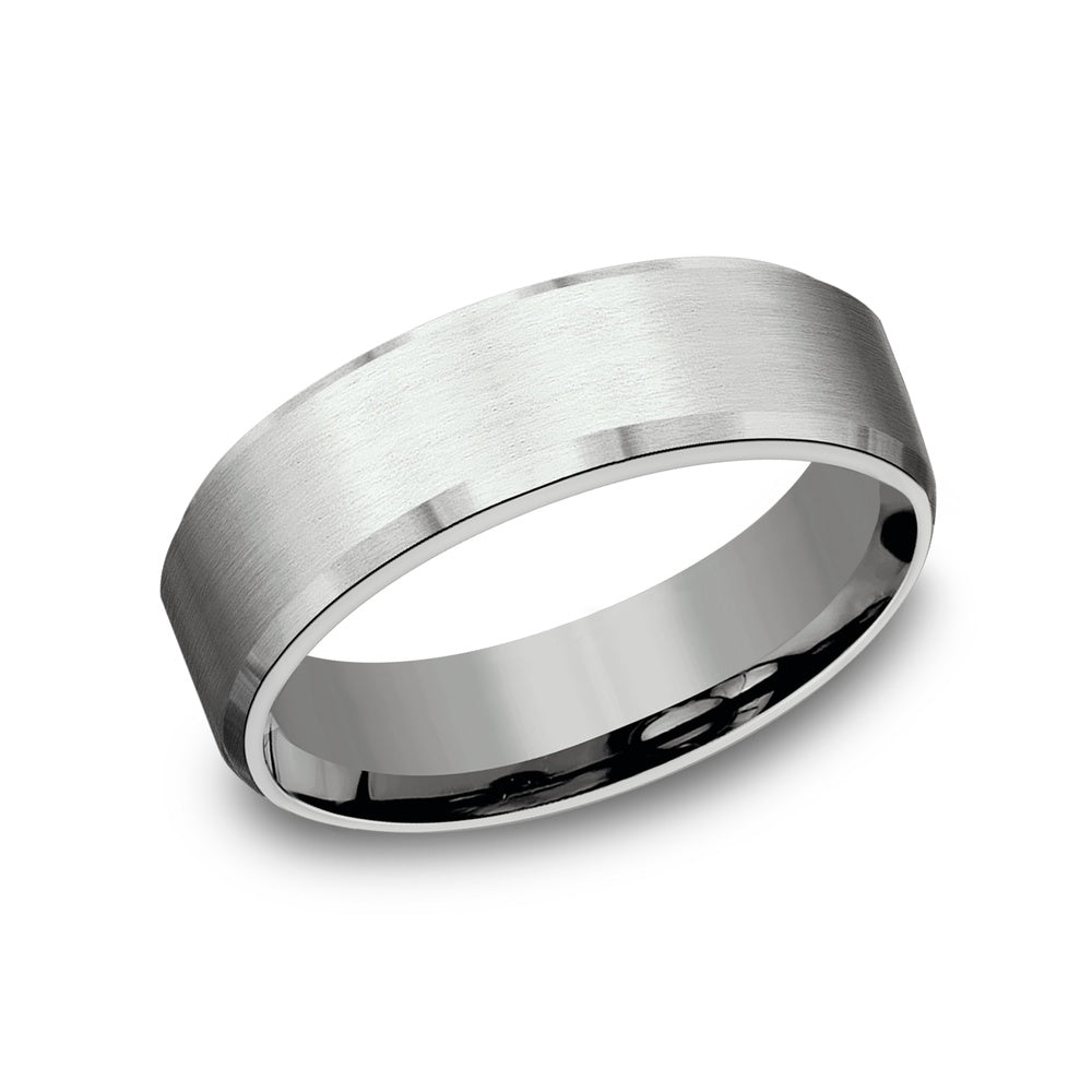 The Squire Men's Wedding Band in 14K White Gold - 6.5mm by Benchmark