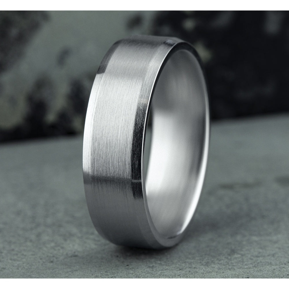 The Squire Men's Wedding Band in 14K White Gold - 6.5mm by Benchmark