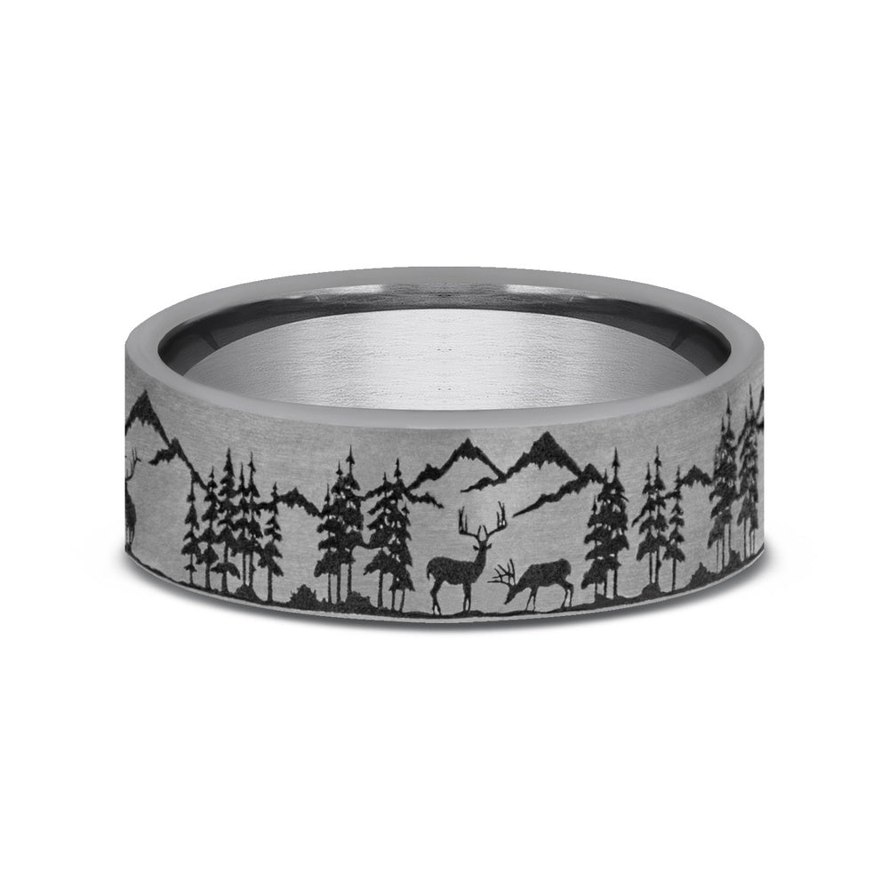 The Stag Men's Wedding Band in Grey Tantalum - 7mm Width by Tantalum