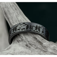 The Stag Men's Wedding Band in Grey Tantalum - 7mm Width by Tantalum