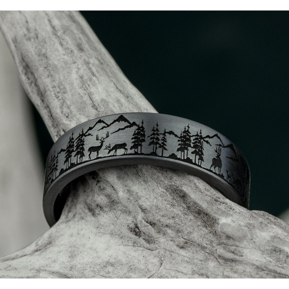 The Stag Men's Wedding Band in Grey Tantalum - 7mm Width by Tantalum