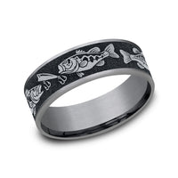 The Strike Men's Wedding Band in Grey Tantalum and Grey/Black Titanium - 7.5mm Width by Brook and Branch