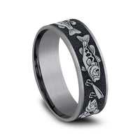The Strike Men's Wedding Band in Grey Tantalum and Grey/Black Titanium - 7.5mm Width by Brook and Branch