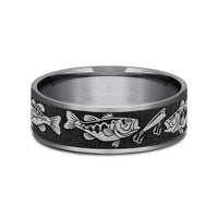 The Strike Men's Wedding Band in Grey Tantalum and Grey/Black Titanium - 7.5mm Width by Brook and Branch