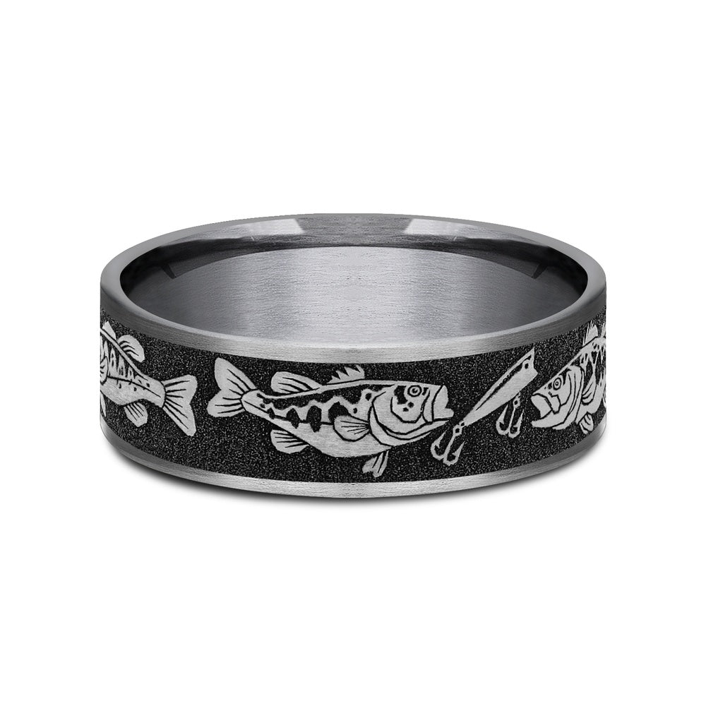 The Strike Men's Wedding Band in Grey Tantalum and Grey/Black Titanium - 7.5mm Width by Brook and Branch