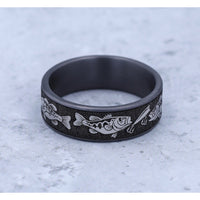 The Strike Men's Wedding Band in Grey Tantalum and Grey/Black Titanium - 7.5mm Width by Brook and Branch