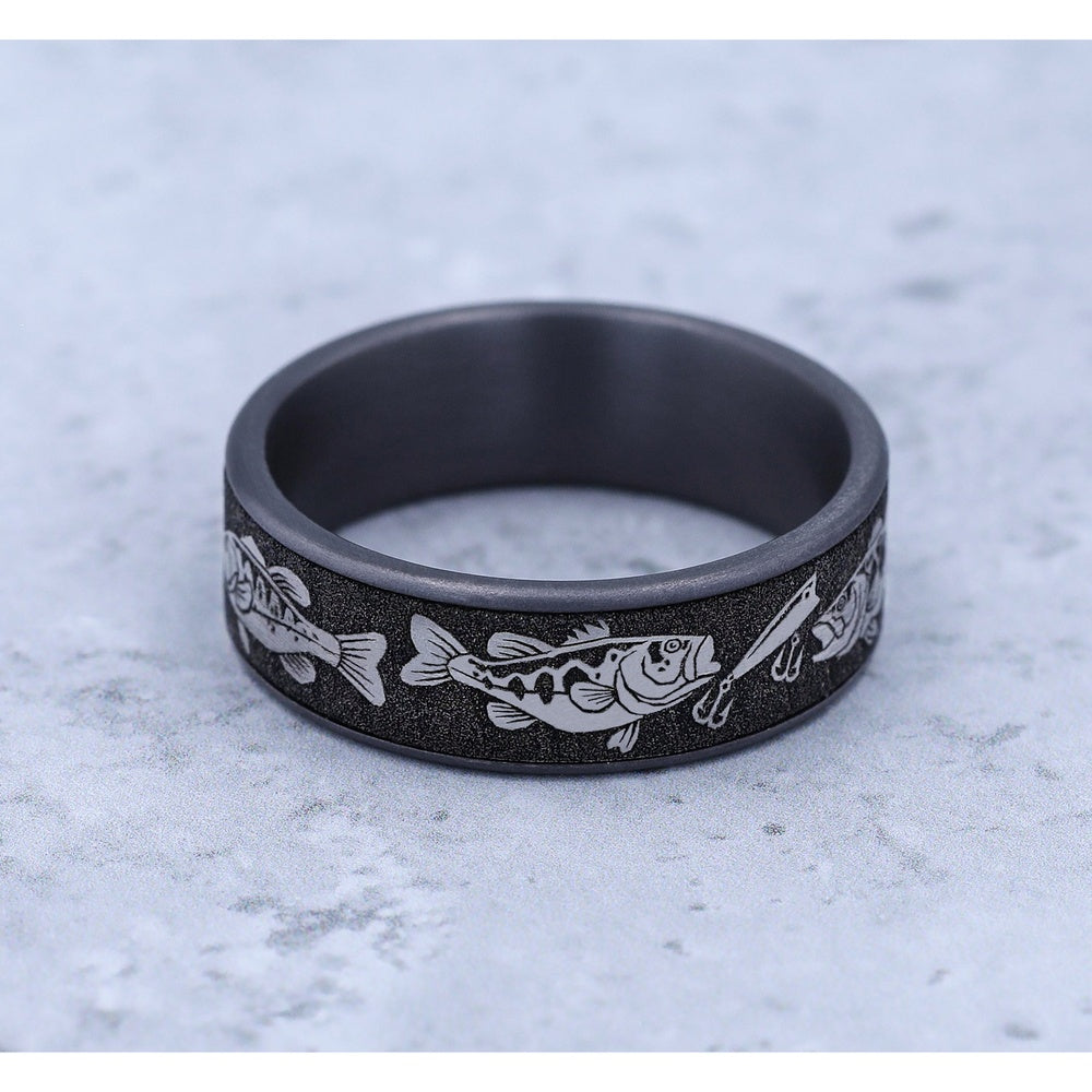 The Strike Men's Wedding Band in Grey Tantalum and Grey/Black Titanium - 7.5mm Width by Brook and Branch