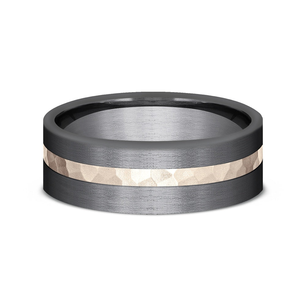 The Stryker Men's Wedding Band in Tantalum and 14K Rose Gold - 7mm by Ammara Stone