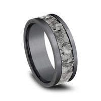 The Stud Men's Wedding Band in Grey Tantalum and 14K White Gold - 8mm Width by Ammara Stone