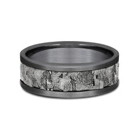 The Stud Men's Wedding Band in Grey Tantalum and 14K White Gold - 8mm Width by Ammara Stone