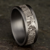 The Stud Men's Wedding Band in Grey Tantalum and 14K White Gold - 8mm Width by Ammara Stone
