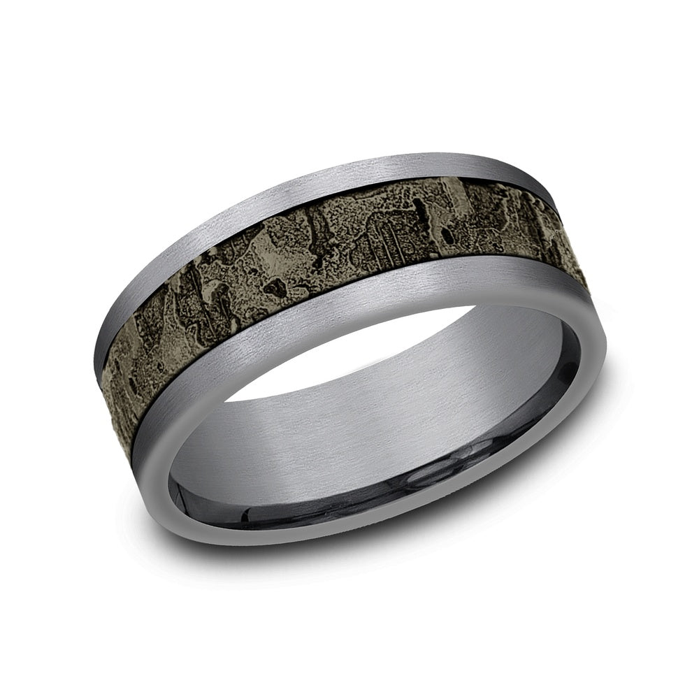 The Stud Men's Wedding Band in Grey Tantalum and Bronze - 8mm Width by Tantalum