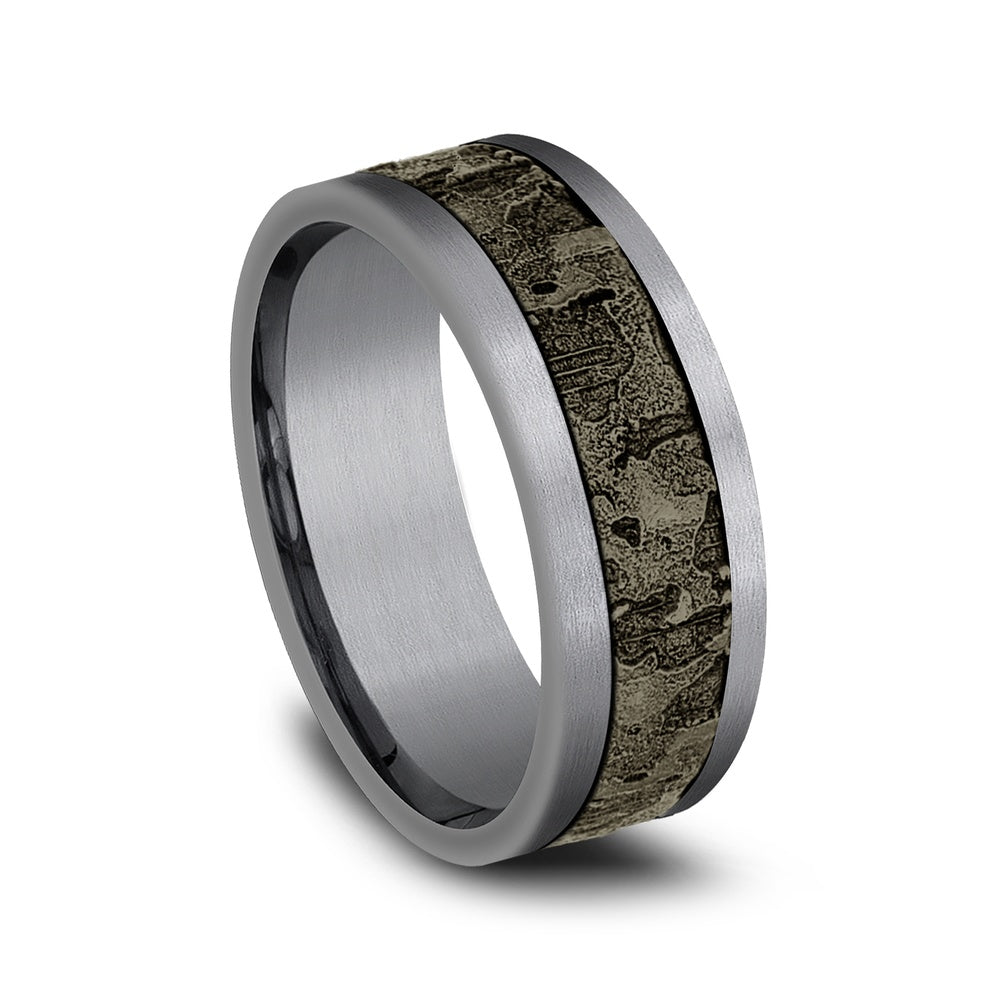 The Stud Men's Wedding Band in Grey Tantalum and Bronze - 8mm Width by Tantalum