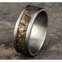 The Stud Men's Wedding Band in Grey Tantalum and Bronze - 8mm Width by Tantalum