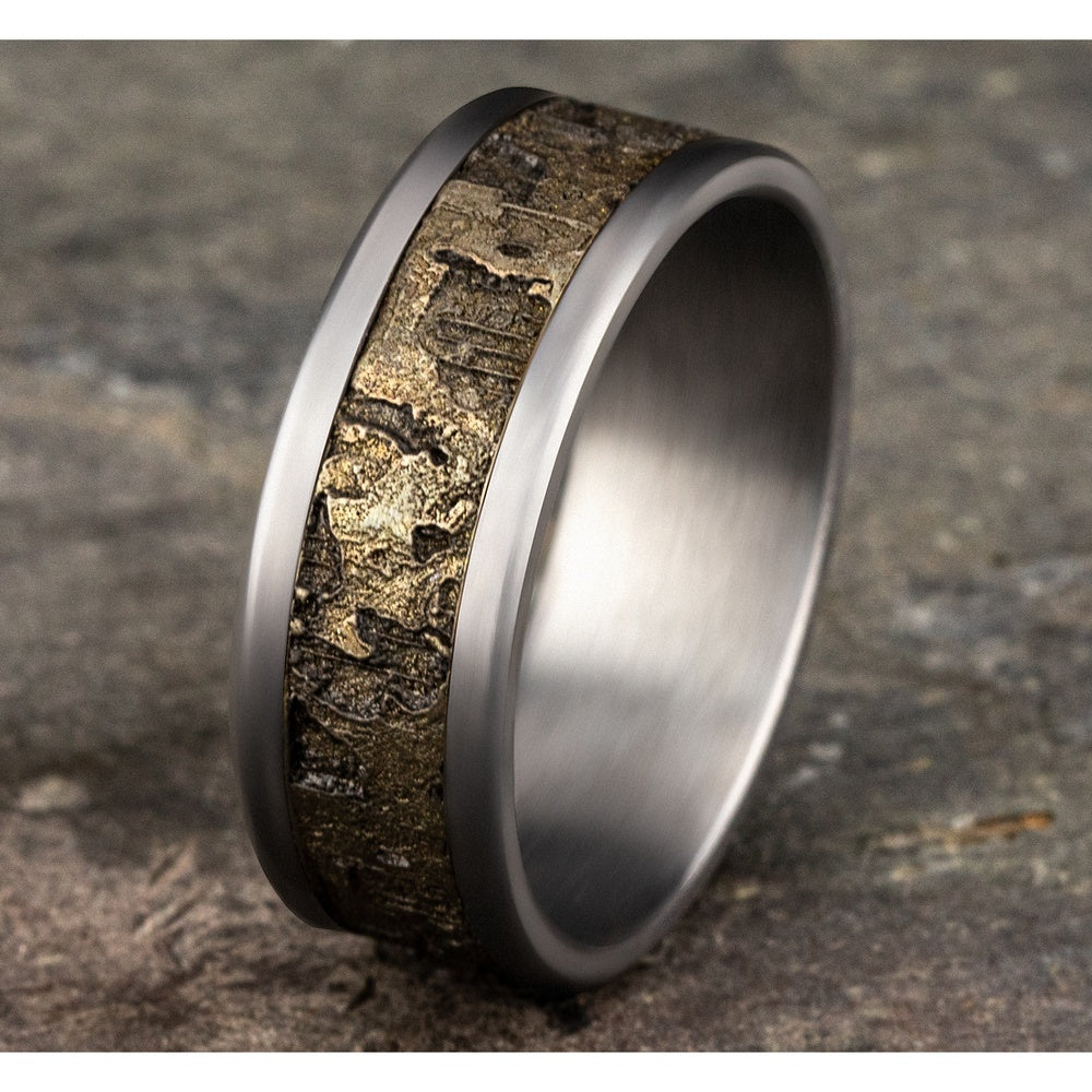 The Stud Men's Wedding Band in Grey Tantalum and Bronze - 8mm Width by Tantalum