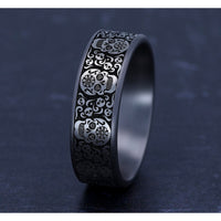 The Sugar Skull Men's Wedding Band in Grey Tantalum and Grey/Black Titanium - 7.5mm Width by Tantalum