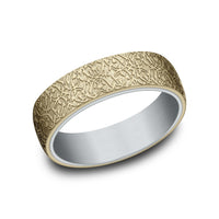 The Sultan Men's Wedding Band in 14K White and Yellow Gold - 6.5mm Width by Benchmark