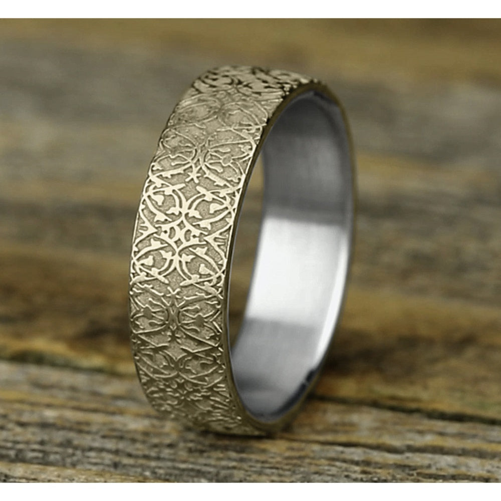 The Sultan Men's Wedding Band in 14K White and Yellow Gold - 6.5mm Width by Benchmark