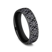 The Sultan Men's Wedding Band in Grey and Black Titanium - 6.5mm Width by Forge