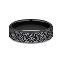 The Sultan Men's Wedding Band in Grey and Black Titanium - 6.5mm Width by Forge