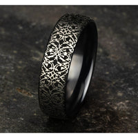 The Sultan Men's Wedding Band in Grey and Black Titanium - 6.5mm Width by Forge