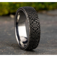 The Sultan Men's Wedding Band in Grey Tantalum and Black Titanium - 6.5mm Width by Tantalum