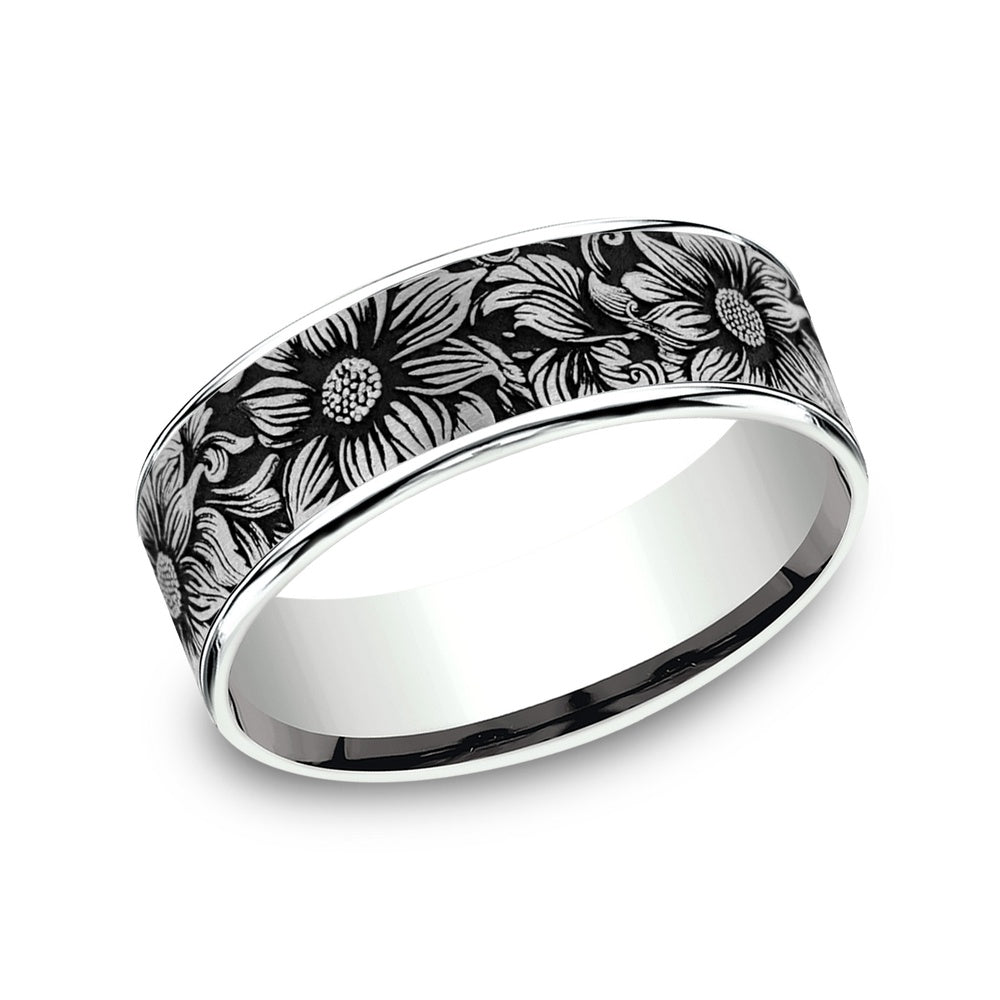 The Sunflower Men's Wedding Band in 14K White Gold - 7.5mm Width by Brook and Branch