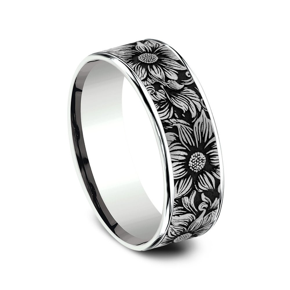 The Sunflower Men's Wedding Band in 14K White Gold - 7.5mm Width by Brook and Branch