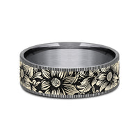 The Sunflower Men's Wedding Band in Grey Tantalum and 14K Yellow Gold - 7.5mm Width by Brook and Branch