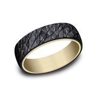The Superior Men's Wedding Band in 14K Yellow Gold and Black Titanium - 6.5mm Width by Ammara Stone