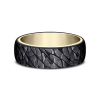 The Superior Men's Wedding Band in 14K Yellow Gold and Black Titanium - 6.5mm Width by Ammara Stone
