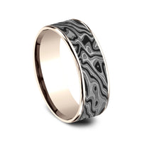 The Switch Men's Wedding Band in 14K Rose Gold and Grey Tantalum - 7.5mm Width by Ammara Stone