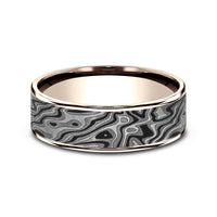 The Switch Men's Wedding Band in 14K Rose Gold and Grey Tantalum - 7.5mm Width by Ammara Stone