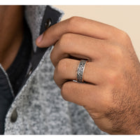 The Switch Men's Wedding Band in 14K Rose Gold and Grey Tantalum - 7.5mm Width by Ammara Stone