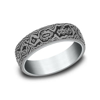 The Sword Men's Wedding Band in 14K White Gold and Grey Tantalum - 6.5mm Width by Ammara Stone