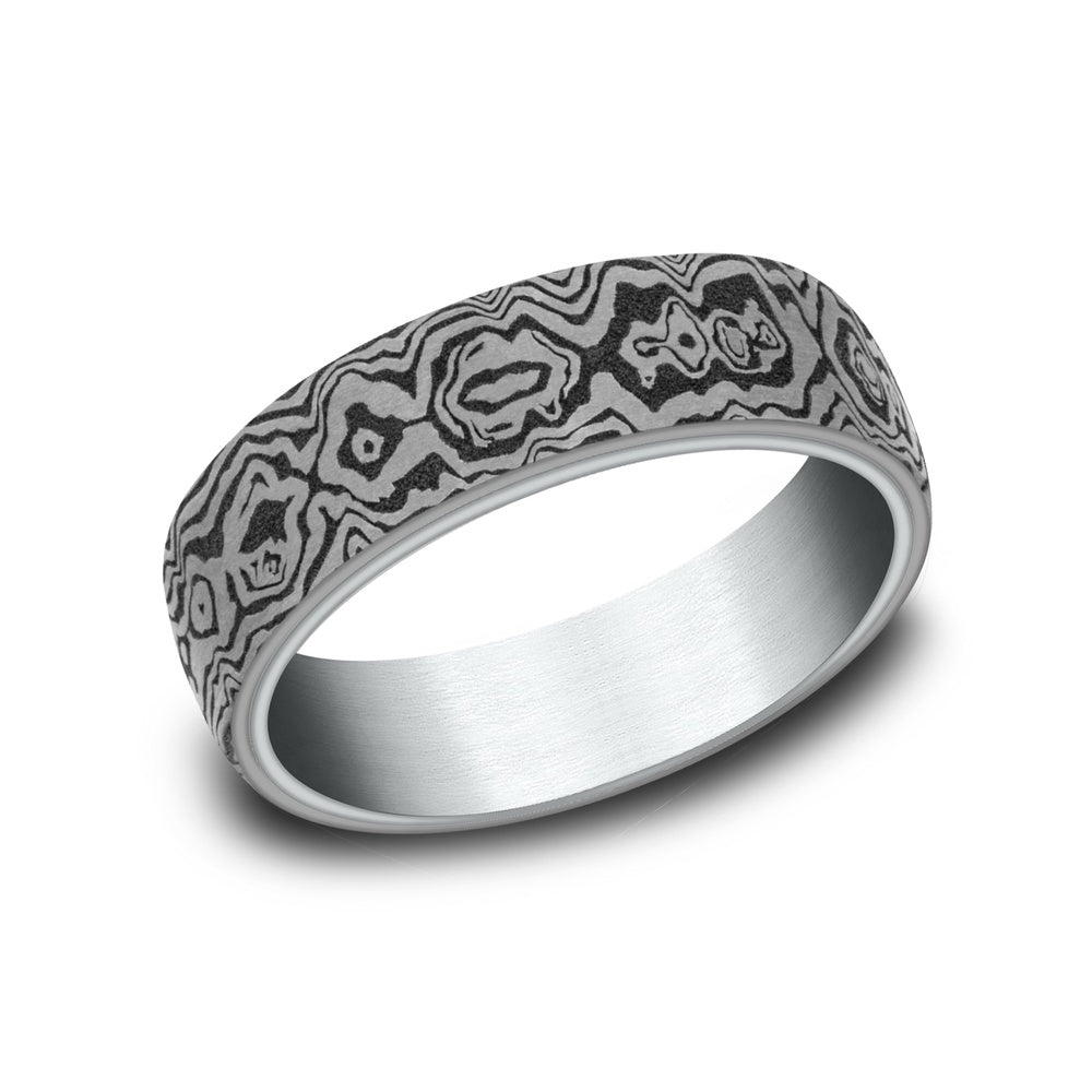 The Sword Men's Wedding Band in 14K White Gold and Grey Tantalum - 6.5mm Width by Ammara Stone