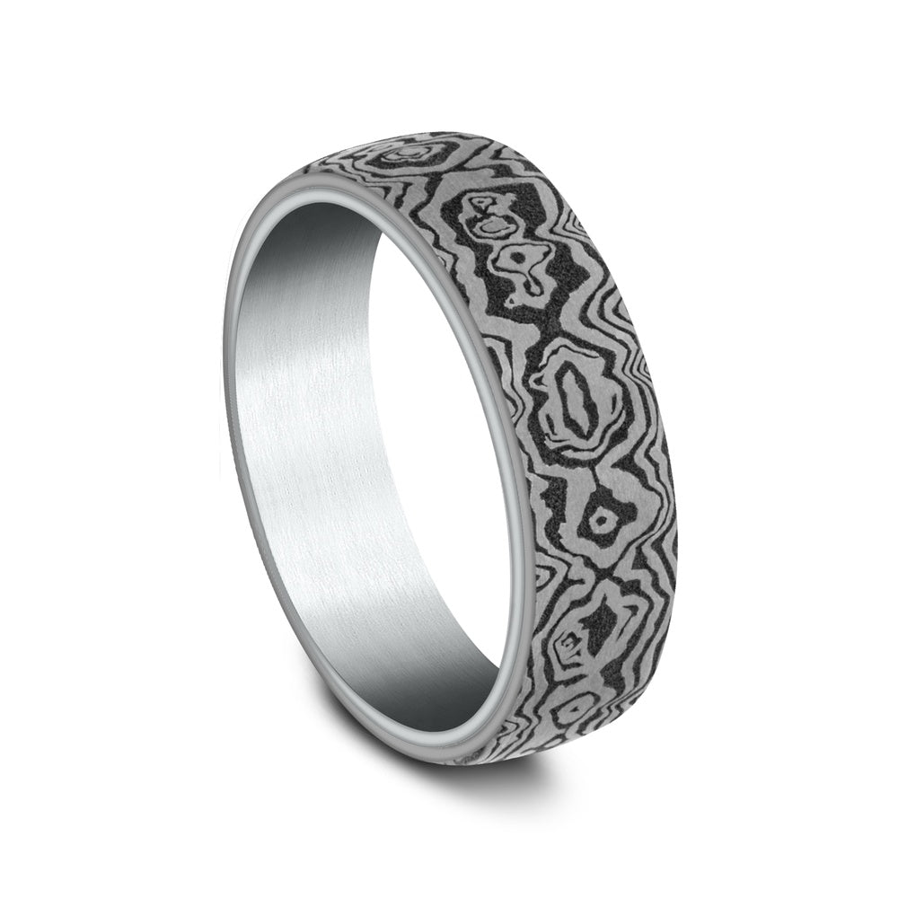 The Sword Men's Wedding Band in 14K White Gold and Grey Tantalum - 6.5mm Width by Ammara Stone