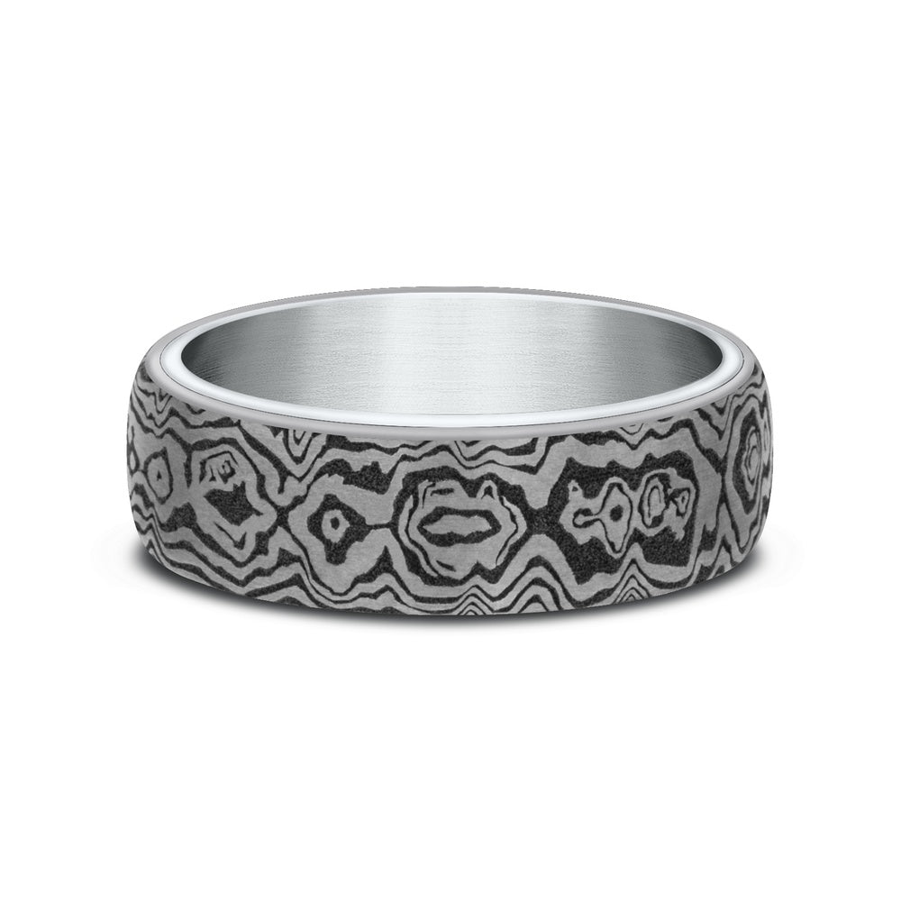 The Sword Men's Wedding Band in 14K White Gold and Grey Tantalum - 6.5mm Width by Ammara Stone