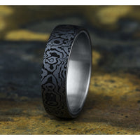 The Sword Men's Wedding Band in 14K White Gold and Grey Tantalum - 6.5mm Width by Ammara Stone