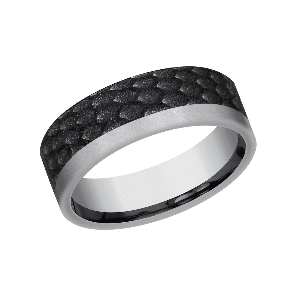 The Talon Men's Wedding Band in Grey Tantalum and Black Titanium - 7mm Width by Tantalum