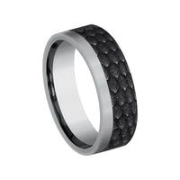 The Talon Men's Wedding Band in Grey Tantalum and Black Titanium - 7mm Width by Tantalum