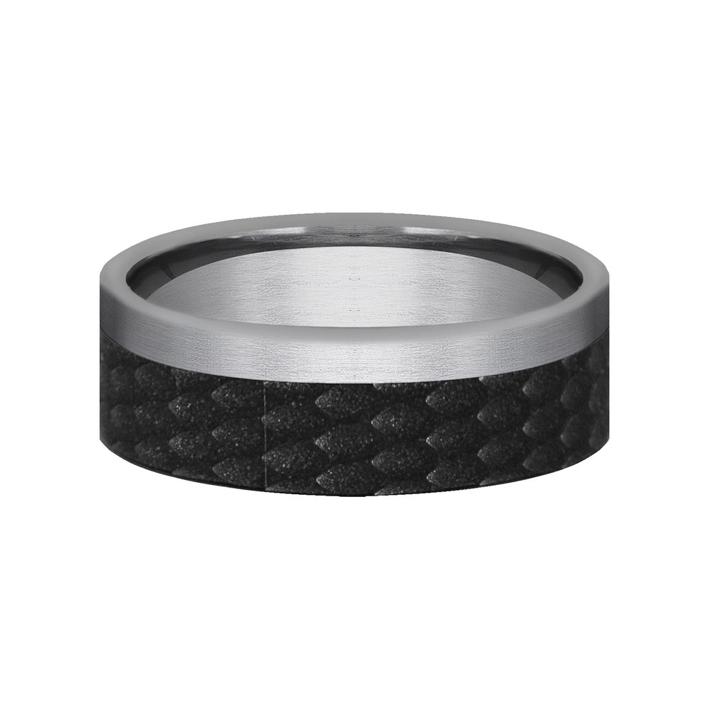 The Talon Men's Wedding Band in Grey Tantalum and Black Titanium - 7mm Width by Tantalum
