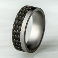 The Talon Men's Wedding Band in Grey Tantalum and Black Titanium - 7mm Width by Tantalum